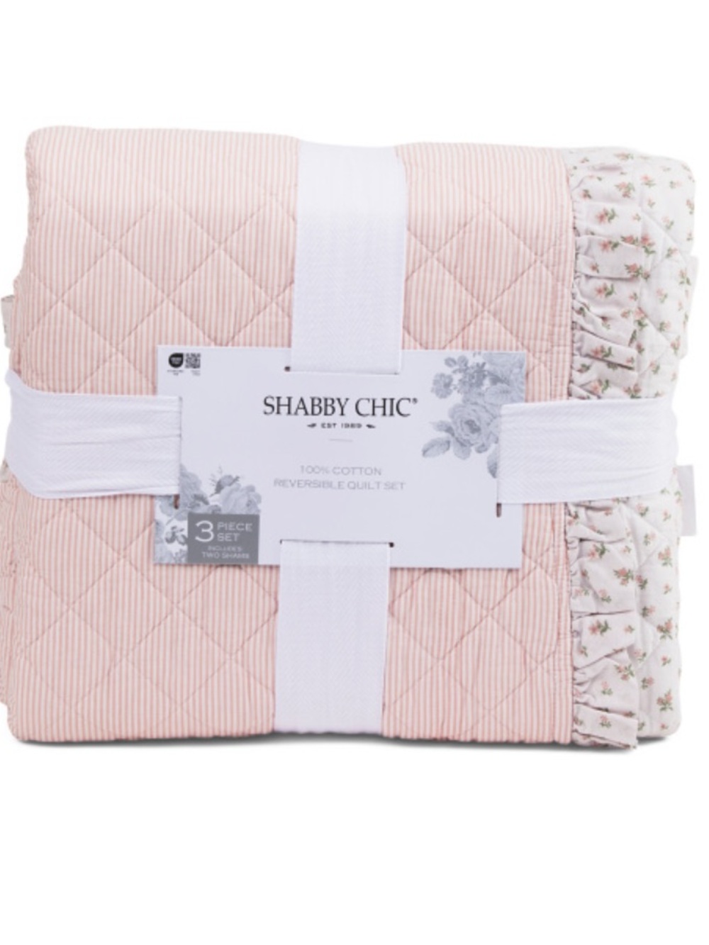 Shabby Chic Reversible Quilt Set with Ruffle
